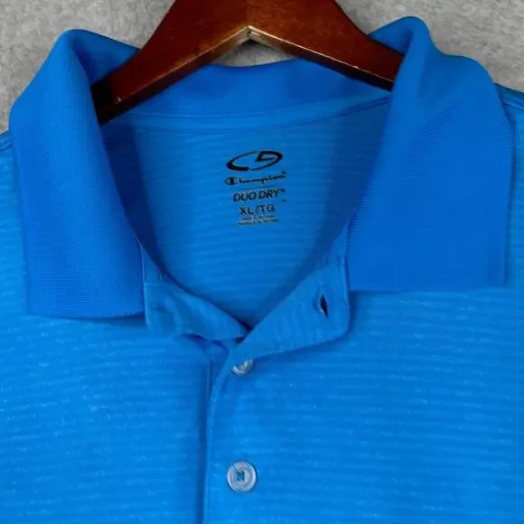 CHampion Duo DRY Polo Shirt Blue Performance Mens XL Stretch - Picture 4 of 9